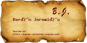 Berán Jeremiás névjegykártya